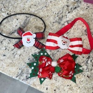 Christmas Santa holiday bow and headband bundle